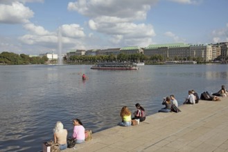 Europe Germany Hanseatic City of Hamburg City, Inner Alster Lake, Jungfernstieg landing stage,