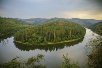 View of the river Saale (the so-called Saale loop) in the Thuringian Slate Mountains nature park