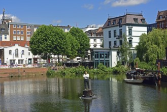 Europe, Germany, Hamburg, Bergedorf district, old town, Serrahn, city harbour, art, buoy man by