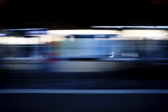 Long exposure from a moving train, Hagen, North Rhine-Westphalia, Germany, Europe