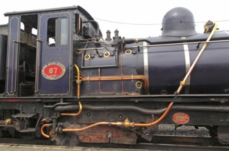 Steam train of Welsh Highland Railway, Porthmadog station, Gwynedd, north west Wales, UK