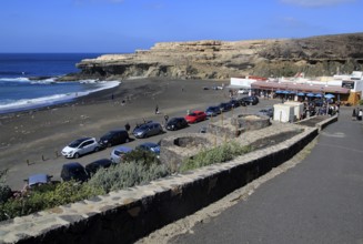 Black sand beach at the coastal village of Ajuy, Fuerteventura, Canary Islands, Spain, Europe