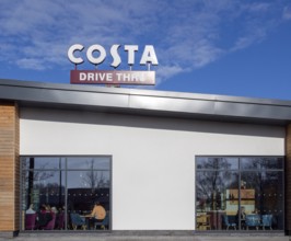 Costa Drive Thru coffee take-away and restaurant cafe, Martlesham Heath, Suffolk, England, UK