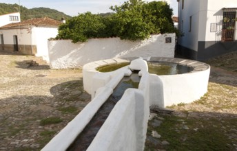 Water fountain in Linares de la Sierra, Sierra de Aracena, Huelva province, Spain, Europe