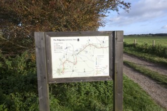 Map of the Ridgeway long distance footpath dating from prehistory near its start on Overton Hill,