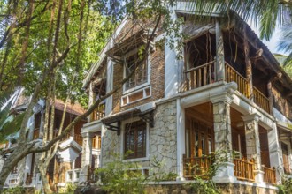 Tropical hotel in jungle in morning