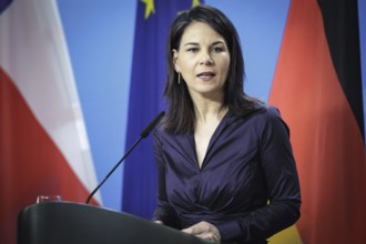 Annalena Bärbock, Federal Foreign Minister, photographed at a press conference after the joint