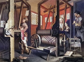 Industry and Idleness The fellow prentices at their looms From the original design by Hogarth from