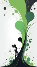 Minimalist illustration featuring abstract shapes to convey fun and ease, wallpaper with green