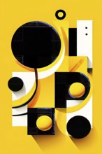 Abstract geometric shapes in yellow color accent to evoke feelings of fun and ease, AI generated