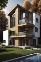 Three dimensional render of a modern ecological real estate residential house, AI gnerated, AI