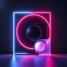 Abstract minimalist illustration theme in vibrant neon color accents symbolizing fun and ease, AI