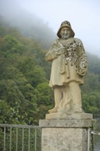 Sculpture Ferryman as a memorial to the last ferry across the Lahn in 1953, Lahn Bridge,