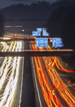 Motorway A40, Ruhrschnellweg, near Bochum, heavy evening traffic, in front of the motorway junction