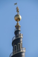 Church tower with spiral staircase to the top, in front of Freisers Kirke, Christianshavns, old