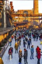 Ice rink at the Zollverein coking plant, Zollverein World Heritage Site, Essen, Germany, Europe