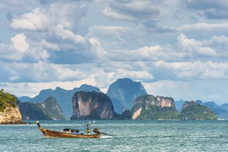 Phang Nga bay near Koh Yao Noi, seascape, seascape, nature, natural landscape, mountains,