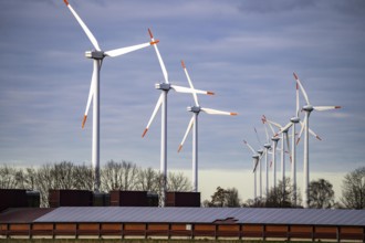 Neurhede wind farm, on the A31 motorway, near the municipality of Rhede, district of Emsland,