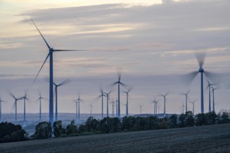 Wind farm, south of the village of Helmern, belongs to Bad Wünnenberg, Paderborn district, OWL,