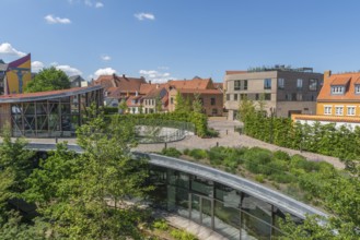 Odense, Hans Christian Andersen Museum with garden, modern architecture, spring, Fyn, Fyn Island,