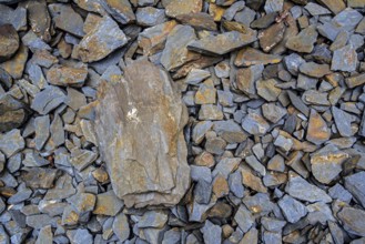 Rock debris in the Ballachulish slate quarry in Lochaber, Highland, Scotland, UK