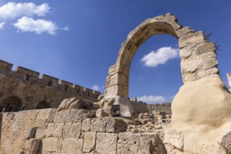 Jerusalem, Israel, landmark citadel Migdal David Tower of David in Old City near Jaffa Gate., Asia