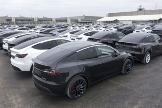 Tesla Y models produced in the Tesla Giga Factory, Grünheide, 28.01.2023