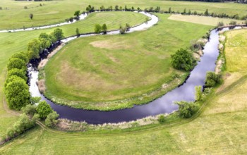 Aerial photo, natural course of the Spree, Mönchwinkel, 16 05 2023