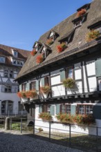 The leaning house, historic half-timbered house, sight in the fishermen's quarter and old town of