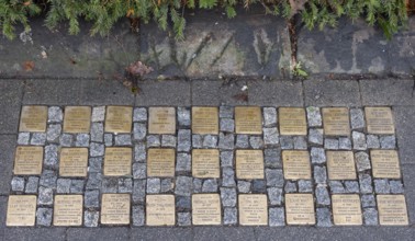 Stolpersteine, copper memorial plaques of murdered Jewish citizens during the Nazi era,