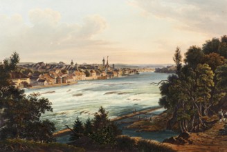 Town view of Schaffhausen on the Rhine, taken from Steinholz, Switzerland, view around 1830,