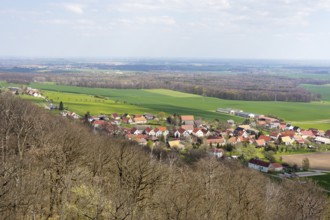 View from the Albertturm observation tower on the Collm on Collm village, Wermsdorf, Saxony,