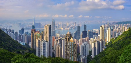 Famous view of Hong Kong, Hong Kong skyscrapers skyline cityscape panorama from Victoria Peak on