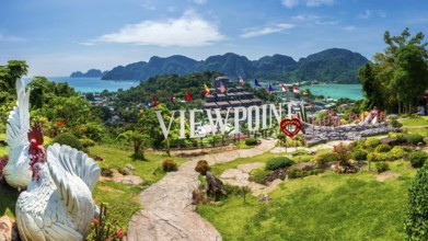 Viewpoint on the holiday island Phi Phi Don, view, tourism, touristic, travel, holiday, asian, sea,