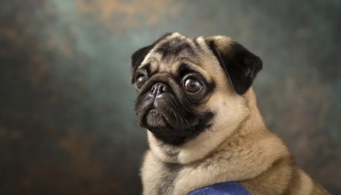 Pets, dog, pug, English dog breed, AI-generated, AI generated