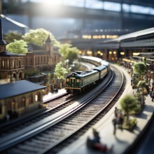 Scale model of a railway station, AI generated