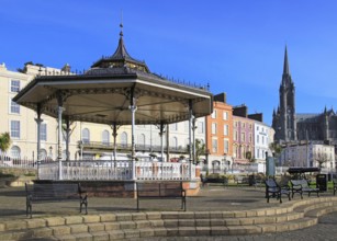 Town centre historic buildings and cathedral, Cobh, County Cork, Ireland, Irish Republic, Europe