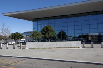 Modern architecture of airport terminal building Gibraltar international airport, British