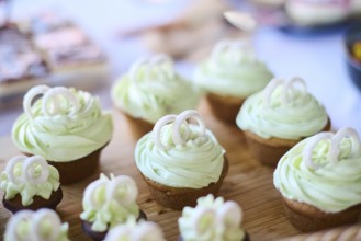 Food decorated with rings on a marriage buffet, Bavaria, Germany, Europe