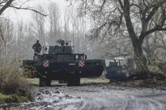 Amphibious vehicles of the type Amphibie M3 of the Bundeswehr taken during the military exercise