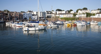 Boats moored in the harbour at Paignton, Devon, England, United Kingdom, Europe