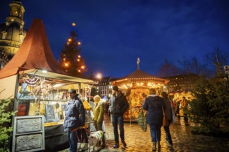 The historic Christmas market on the Neumarkt in front of the Church of Our Lady, Dresden, Saxony,