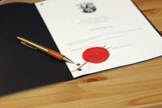 Notarised contract with red official seal