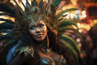 Captivating image capturing the essence of the Rio Carnival, showcasing a dancer adorned in an