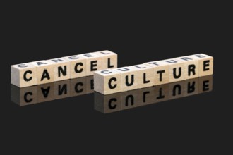 Symbolic image of the debate about the so-called Cancel Culture . Letter cubes show the words