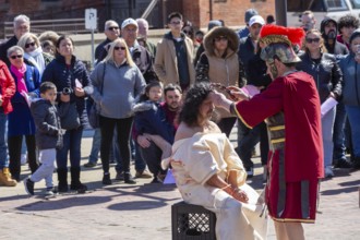 Detroit, Michigan, The Stations of the Cross are portrayed, in Spanish, on Good Friday at the