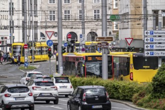 Bus and tram stop Mülheim city centre, at the town hall, Mülheim an der Ruhr, North