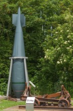 Museum in the North Sea Hall in Unterland, outdoor area with aerial bomb from the Second World War,