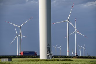 RWE Windpark Jüchen A44n, Garzweiler wind farm, at the Garzweiler opencast lignite mine, on the A44