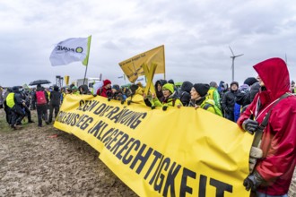 Demonstration against the demolition of the lignite village of Lützerath, from the village of